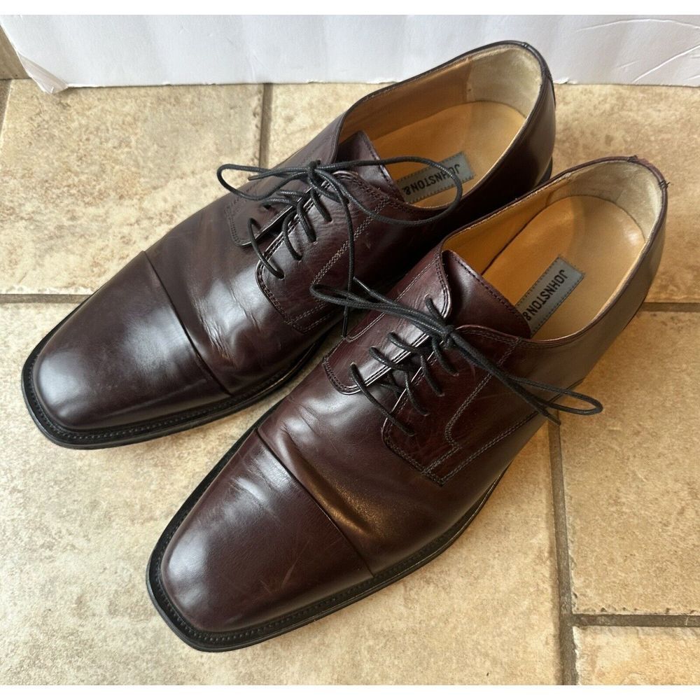 JOHNSTON & MURPHY MENS BROWN ALL LEATHER CAP TOE DRESS SHOE, SIZE‎ 10.5M - Picture 3 of 12